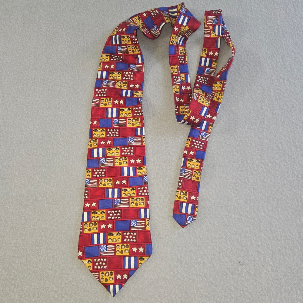 Save the Children Necktie Mens OS Red Blue Silk American Flag Patriotic Art Tie